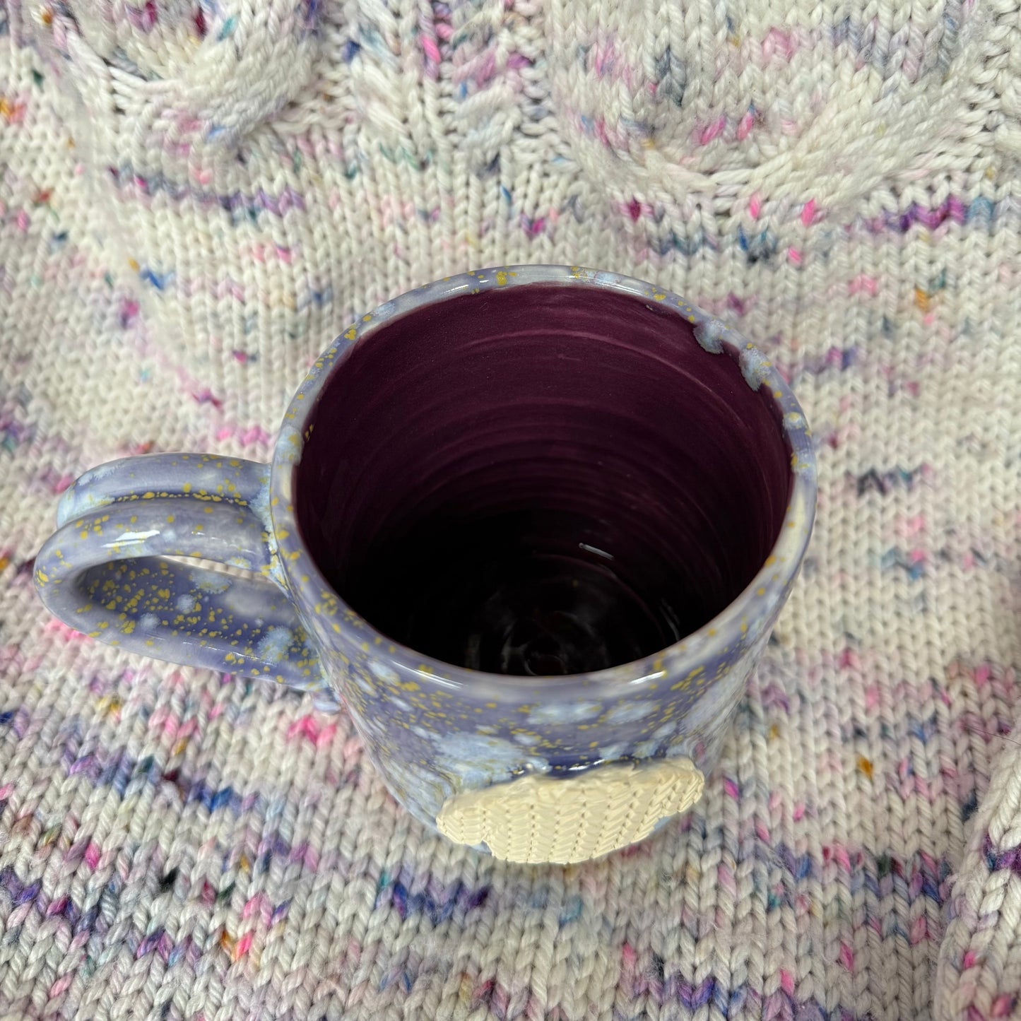 12oz purple speckle sweater mug