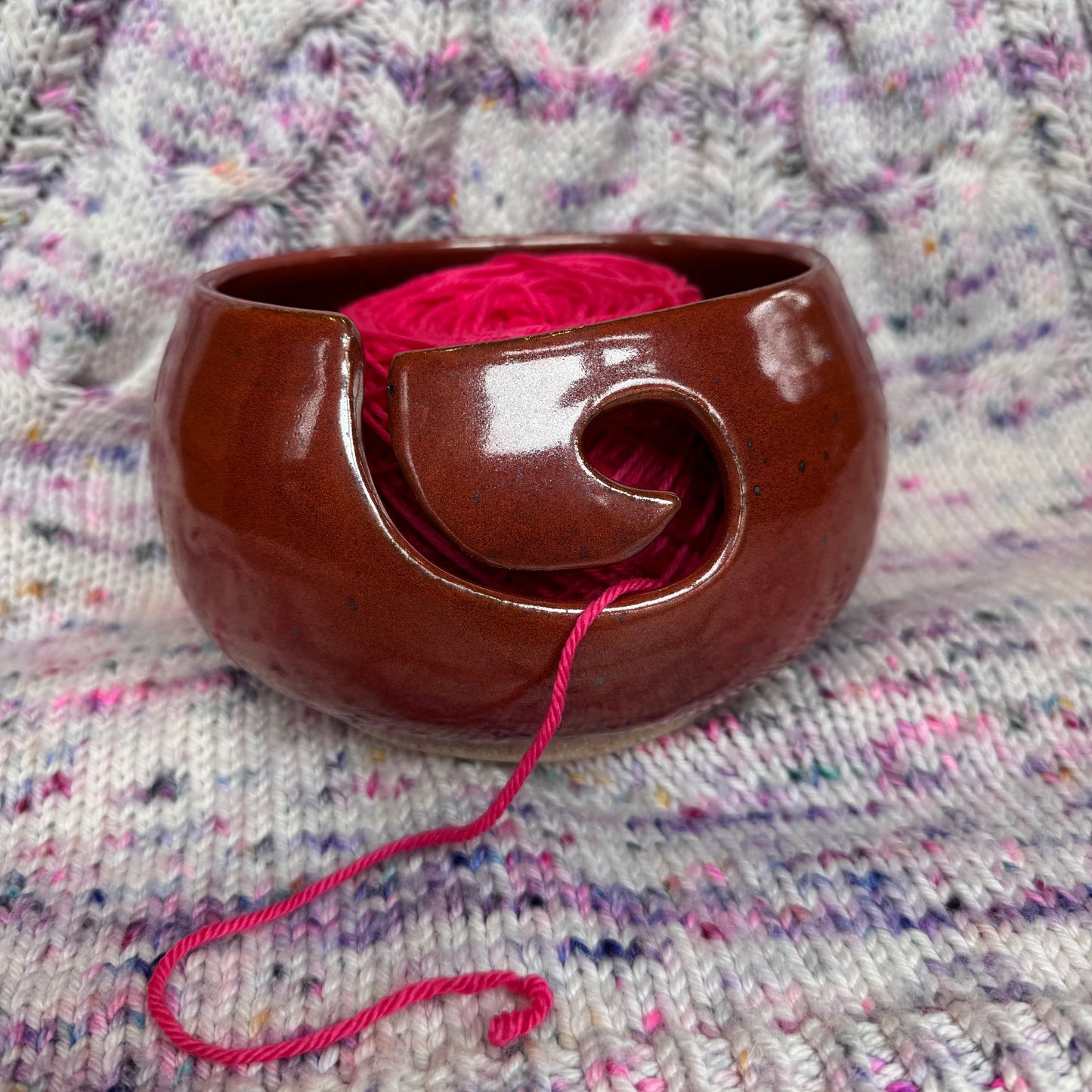 Imperfect deep red yarn bowl