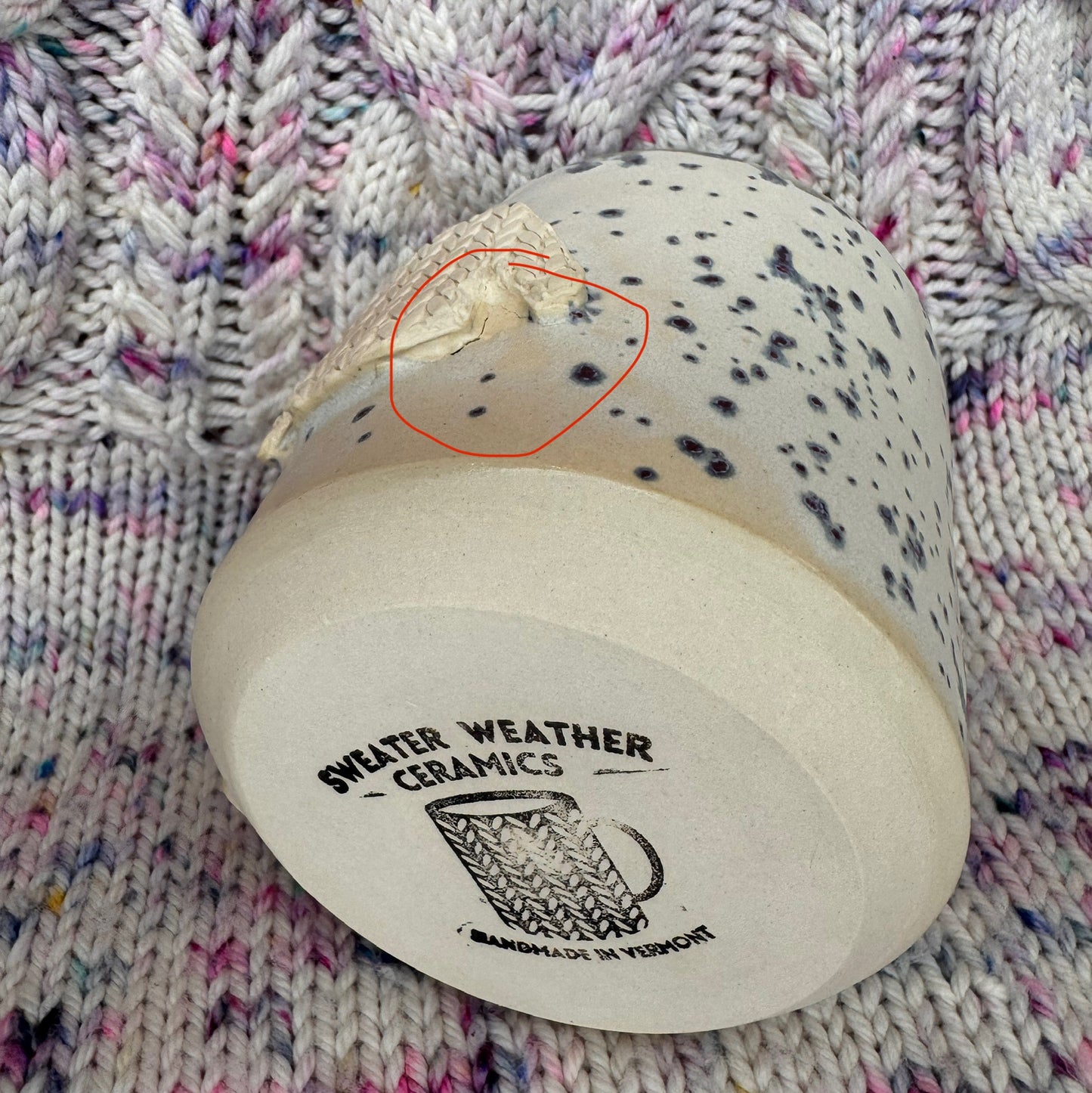 imperfect 16oz blue speckle (with blue inside) sweater mug