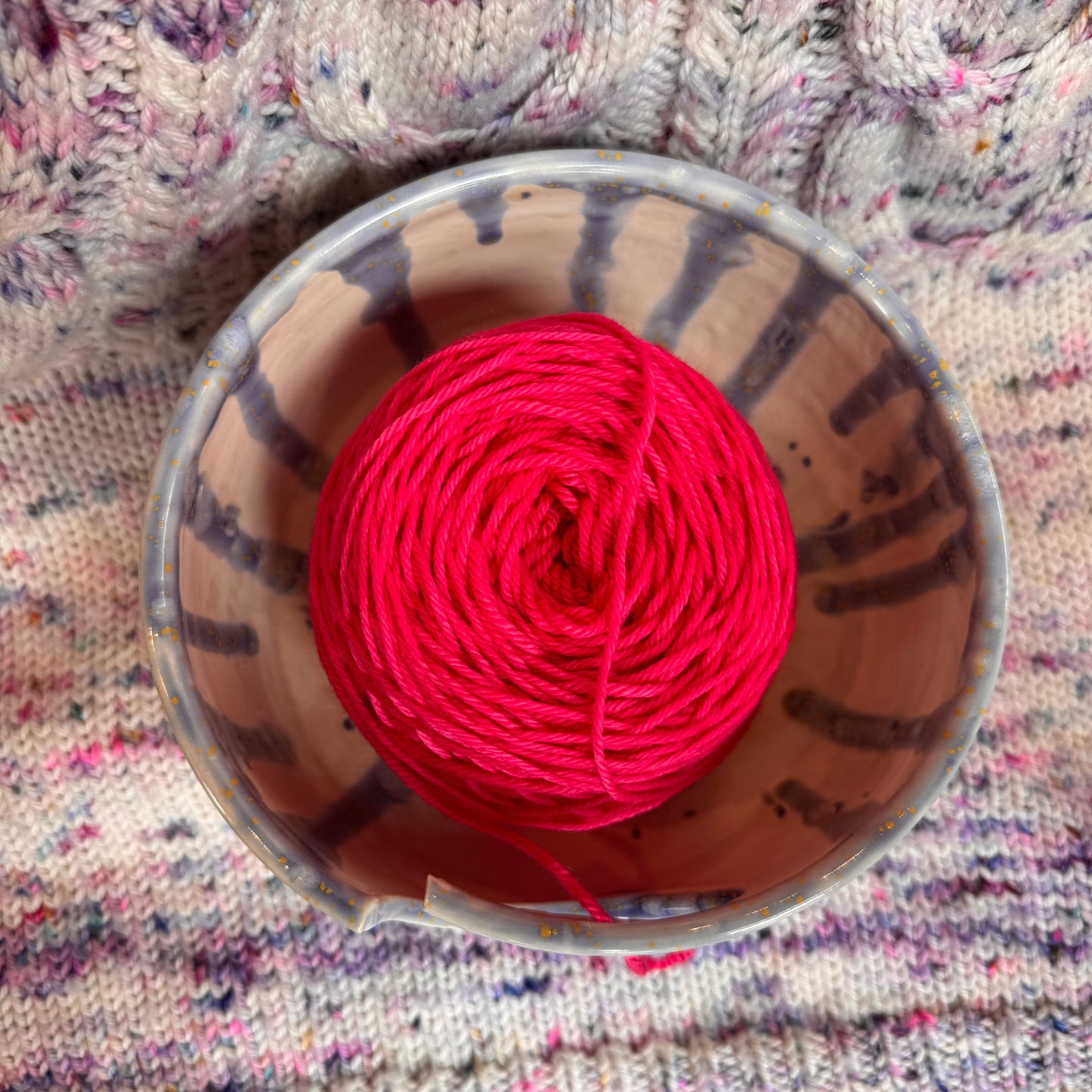 Imperfect purple speckle yarn bowl