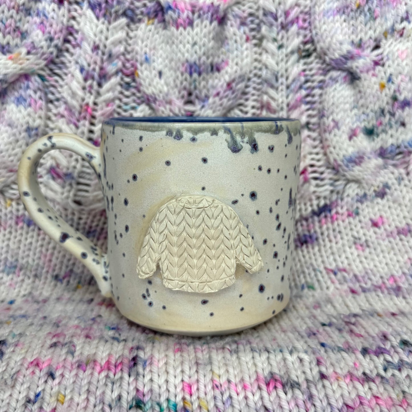imperfect 16oz blue speckle (with blue inside) sweater mug
