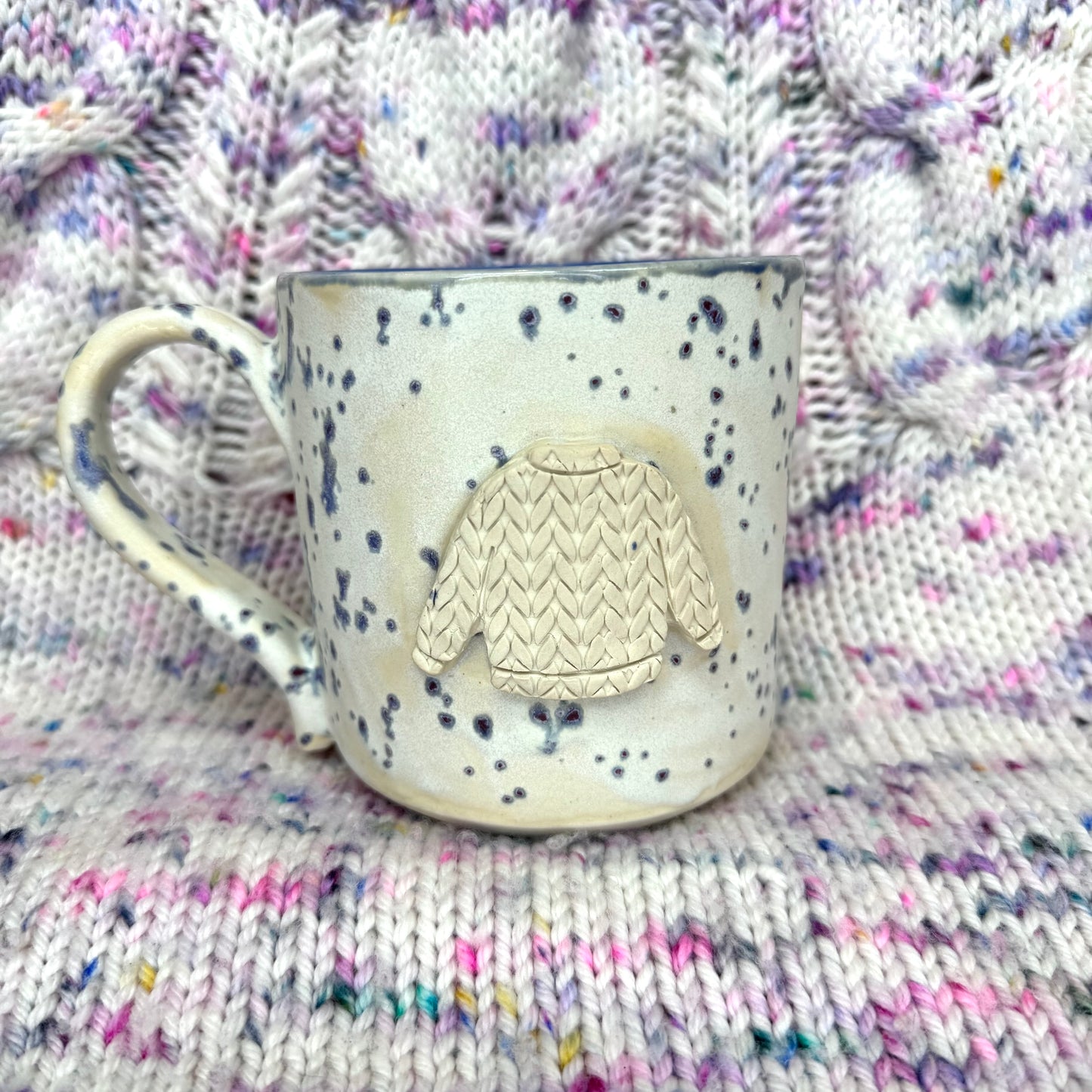 16oz blue speckle (with blue inside) sweater mug
