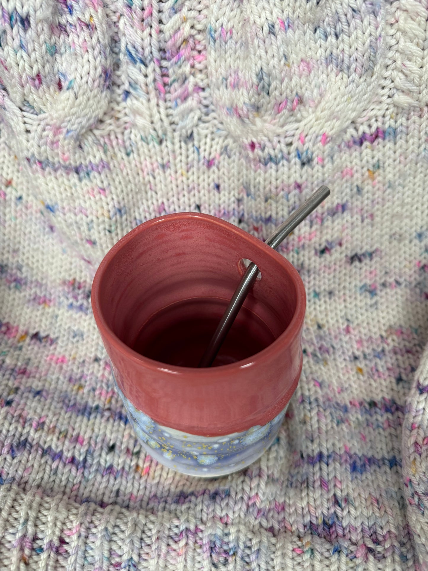 8oz purple speckle straw cup