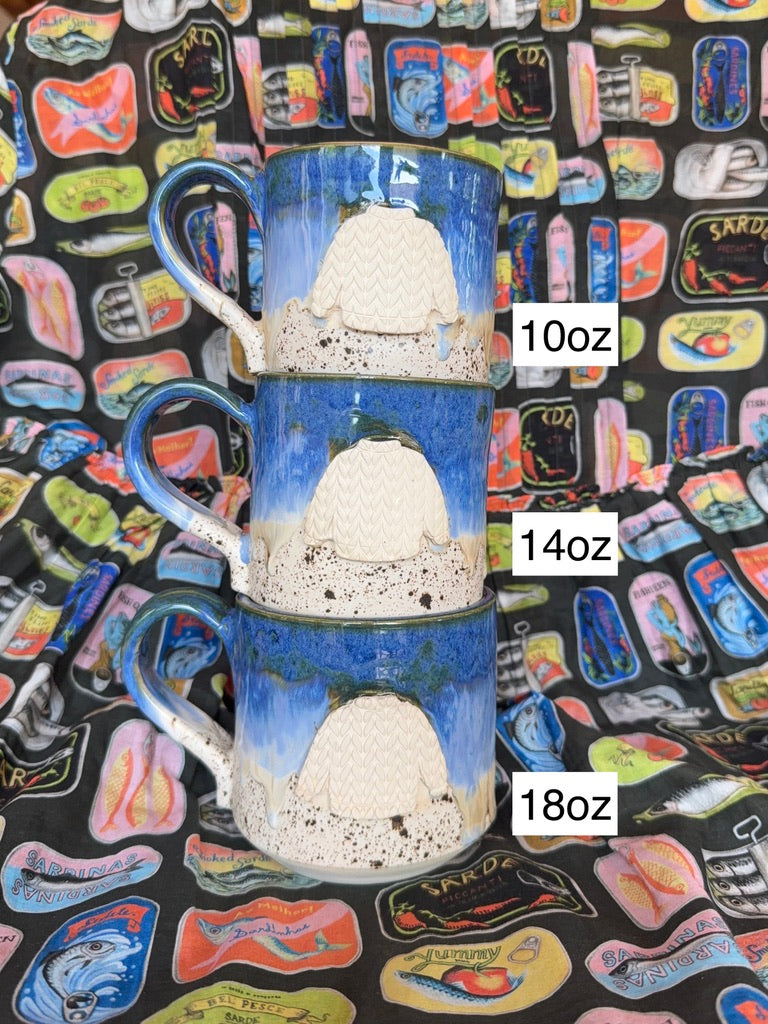 10oz sweater mug: waves on the shore