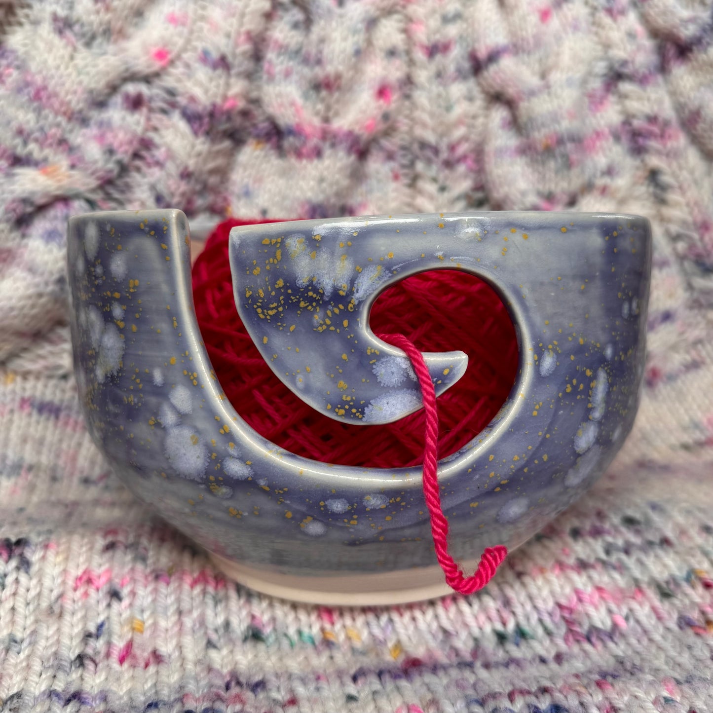 Imperfect purple speckle yarn bowl