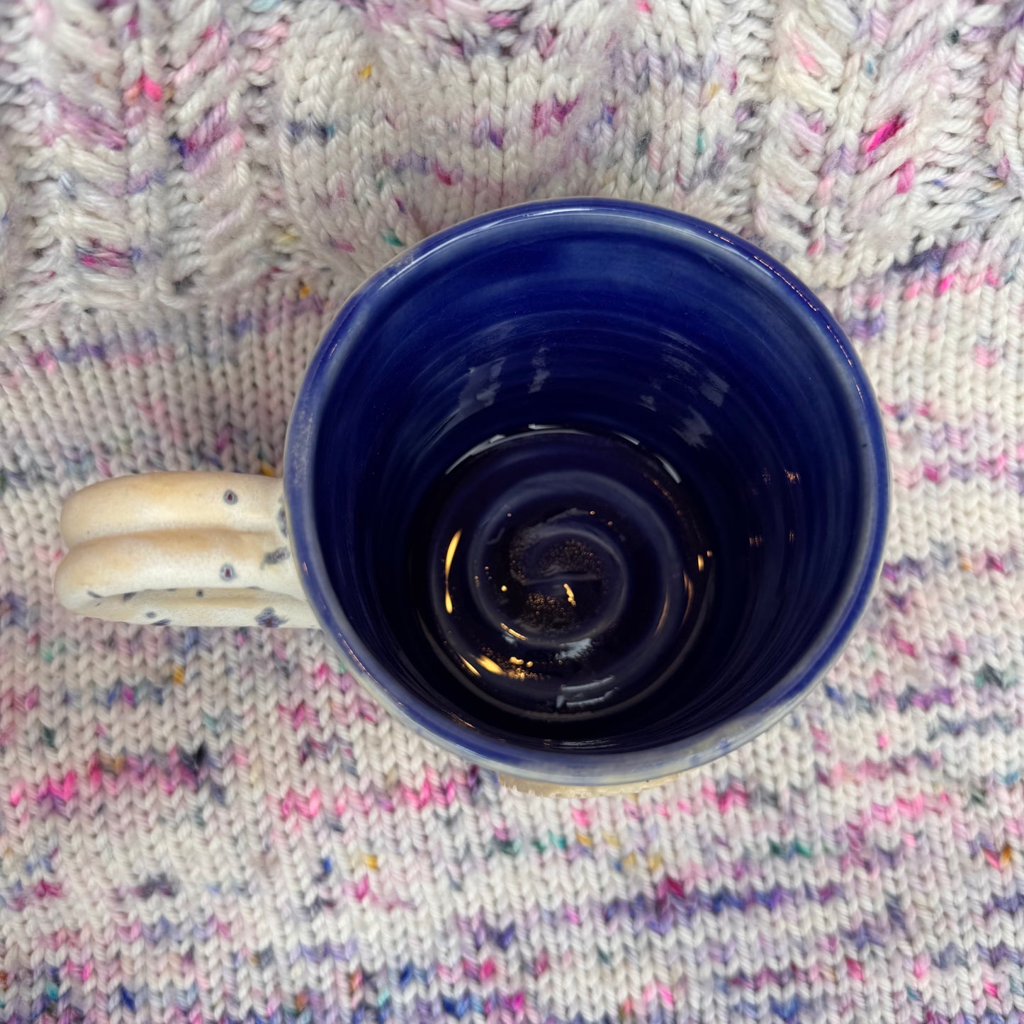 10oz blue speckle (with blue inside) sweater mug
