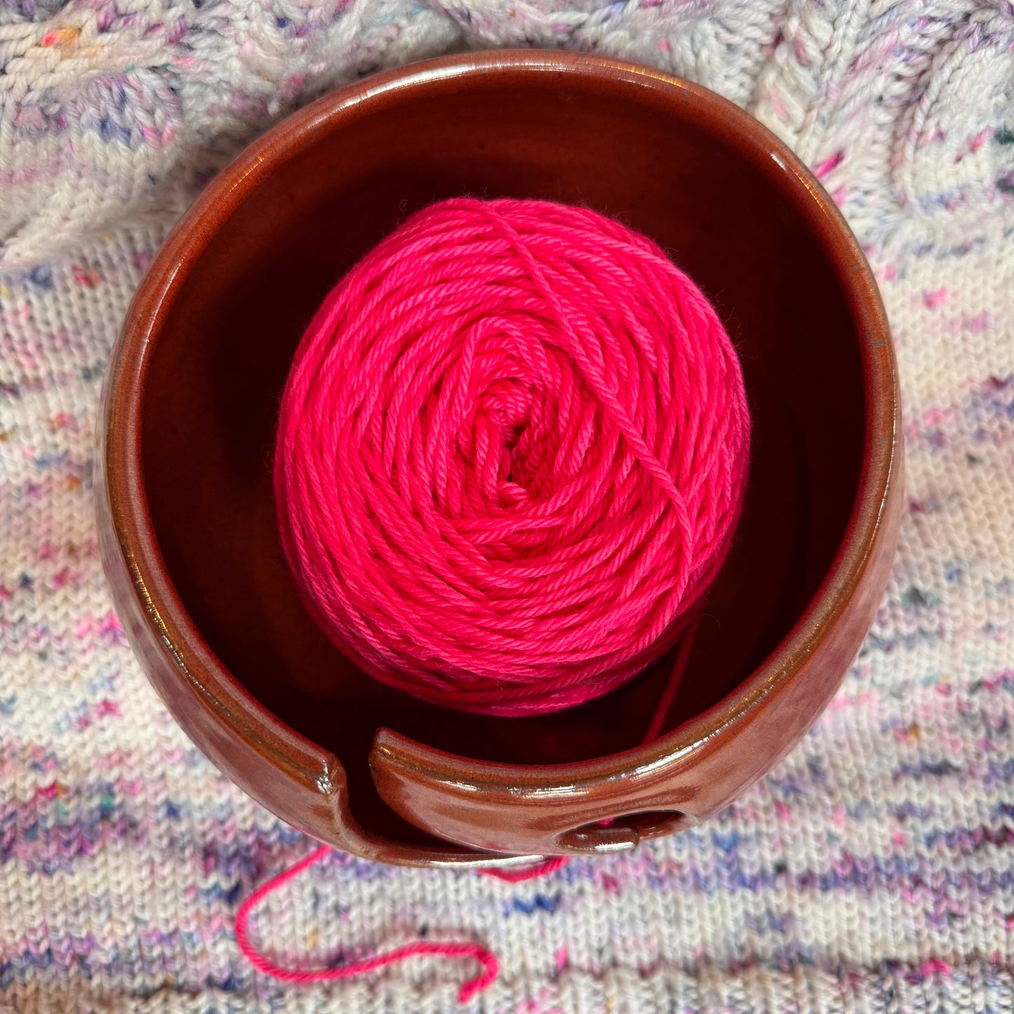 Imperfect deep red yarn bowl