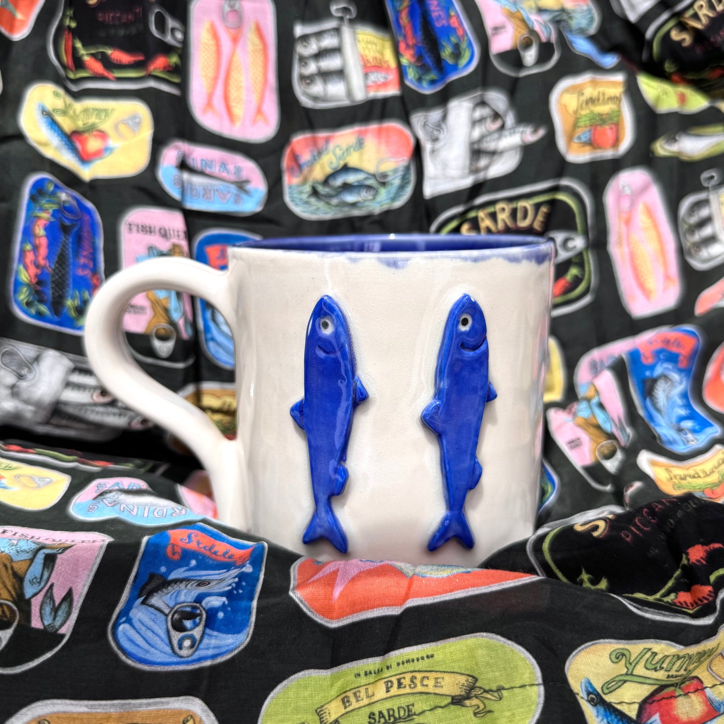 14oz double sardine & blue inside mug