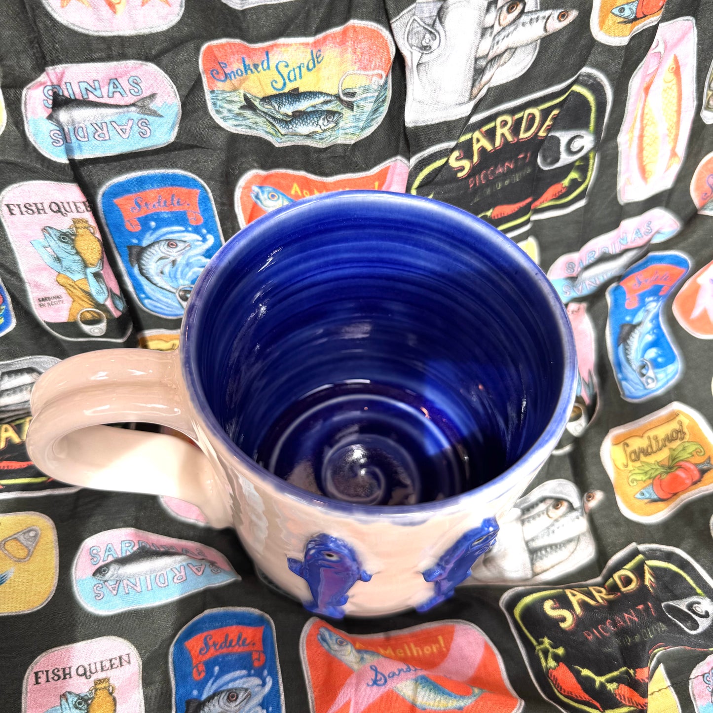 14oz double sardine & blue inside mug