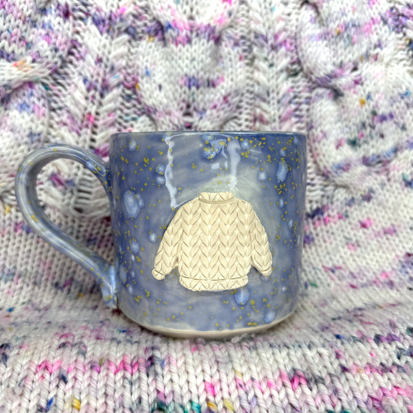 10 oz light blue sweater mug
