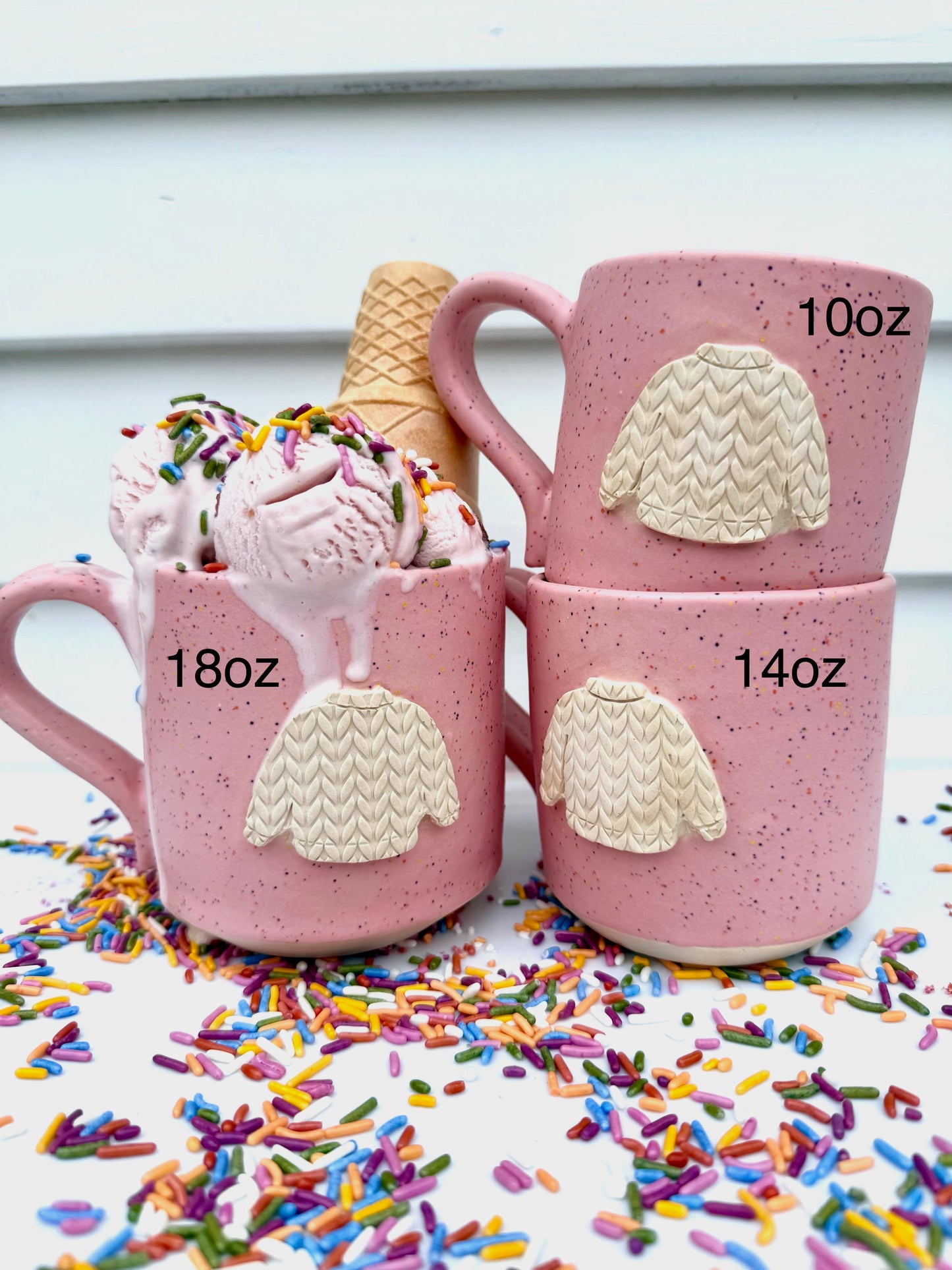 pink speckle sweater mug