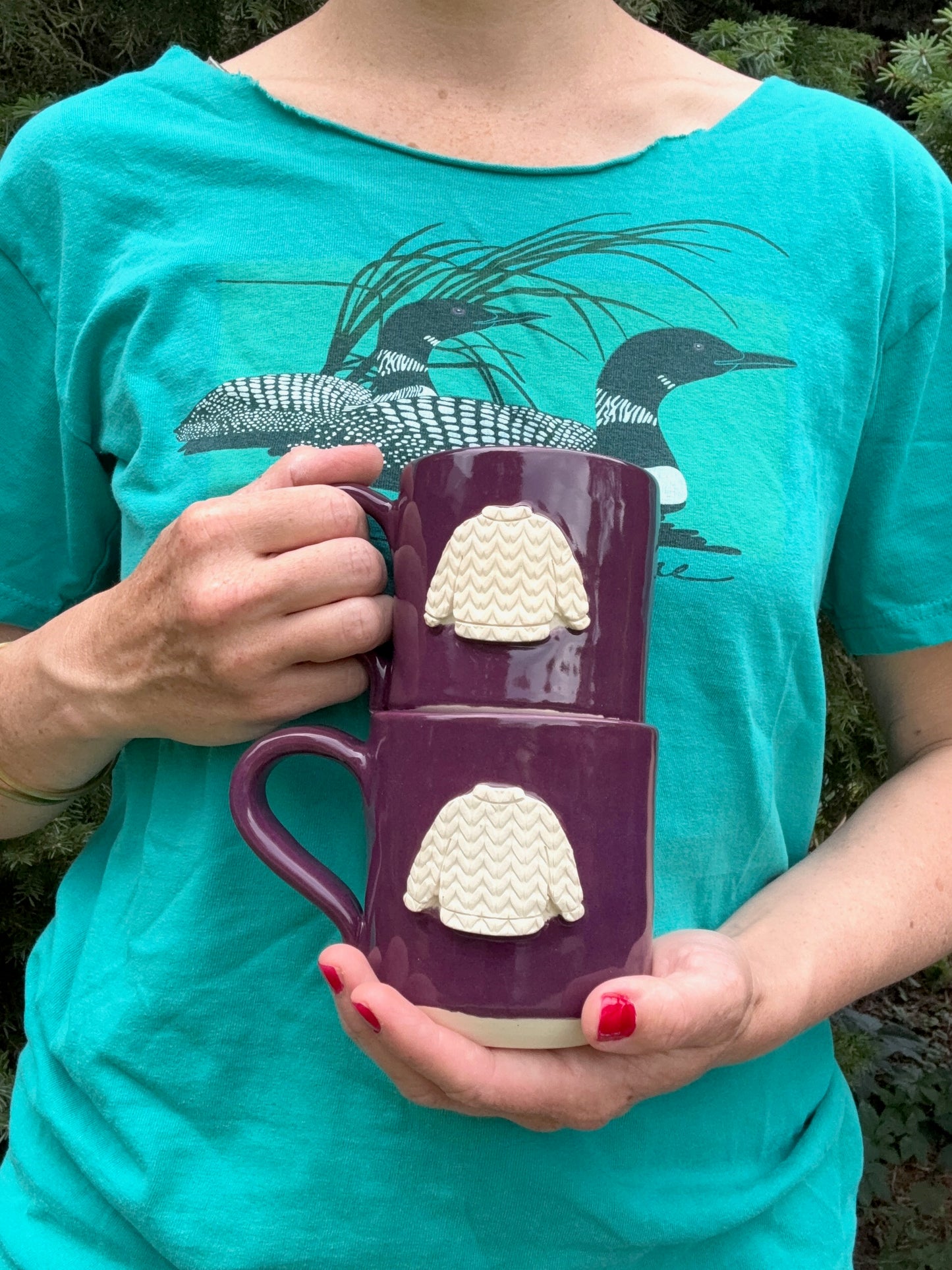 dark purple sweater mug