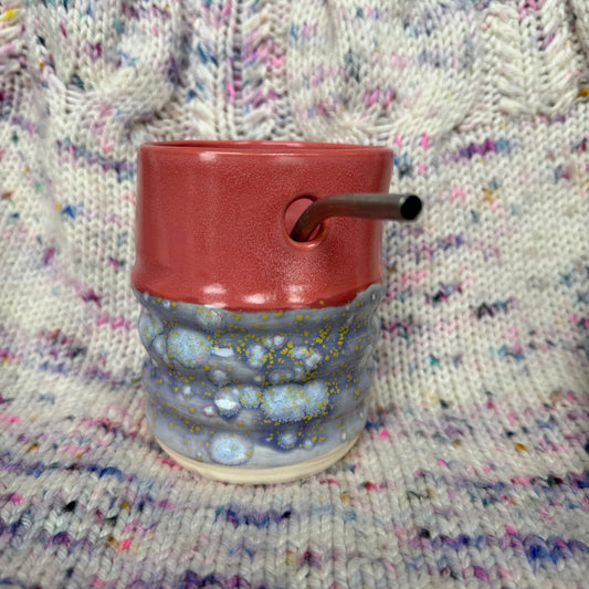 8oz purple speckle straw cup