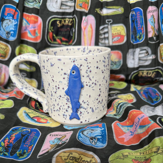 12oz blue speckle single sardine mug