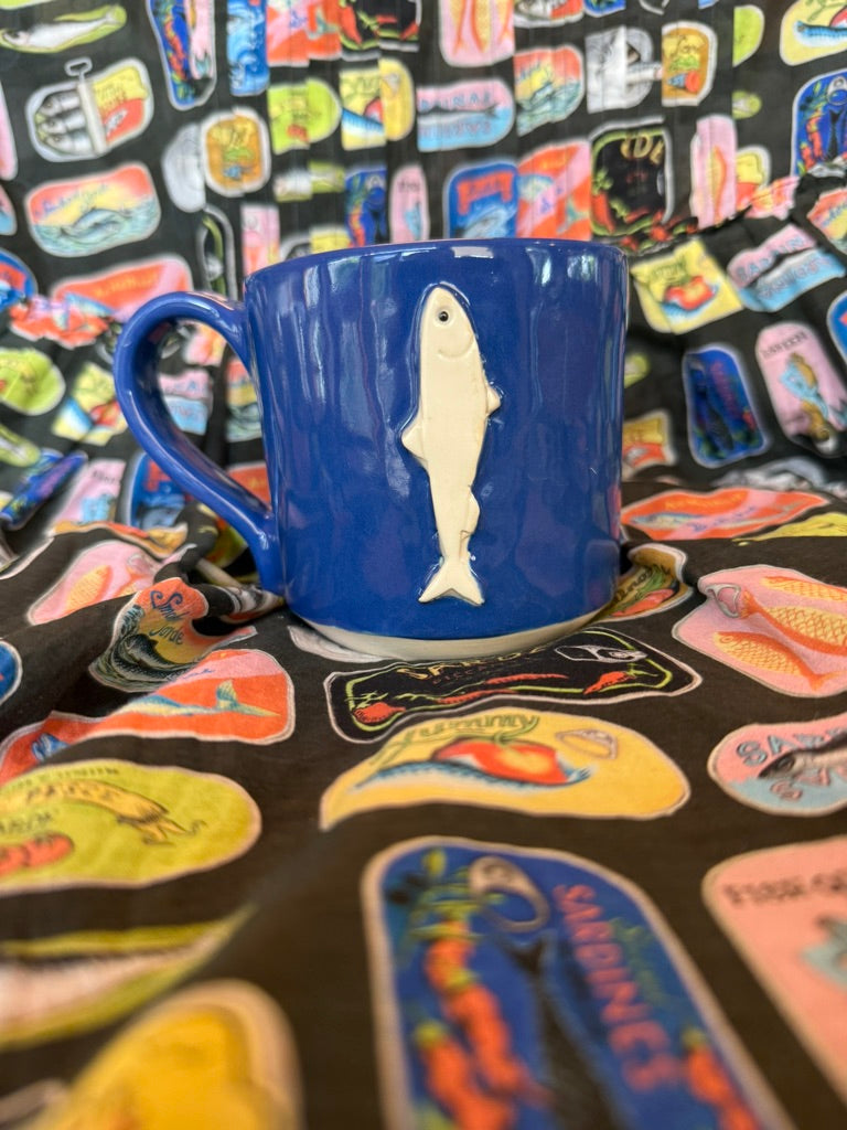 14oz dark blue sardine mug