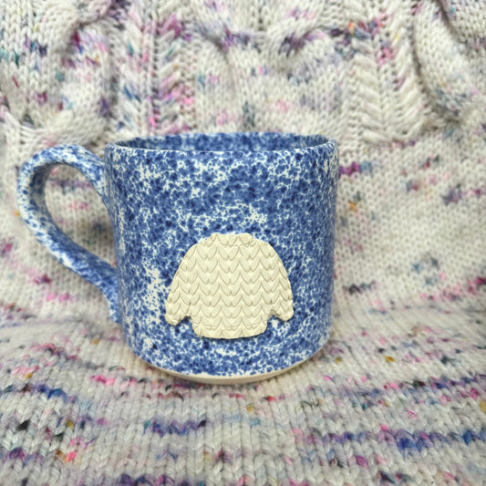 18oz blue speckle sweater mug