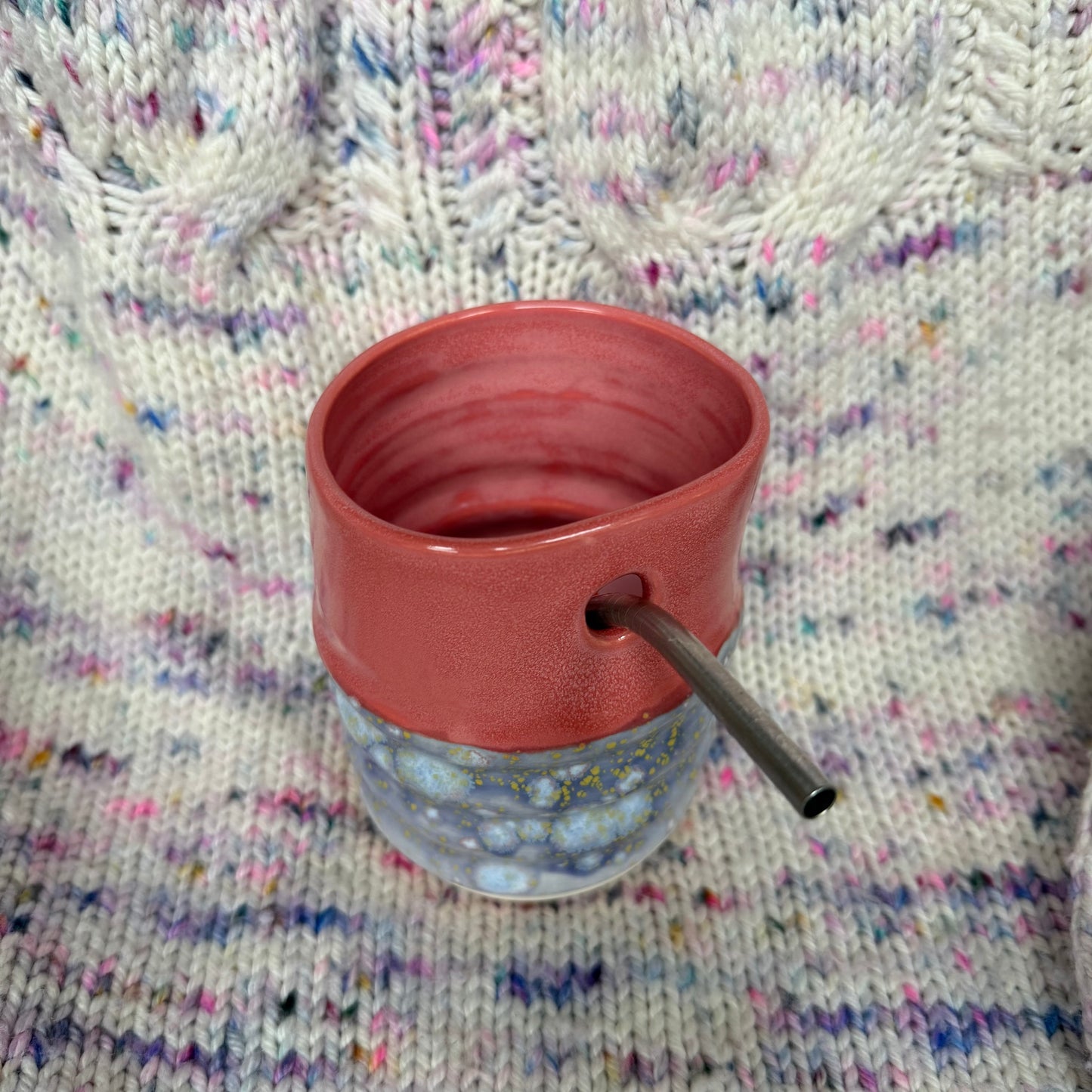 8oz purple speckle straw cup