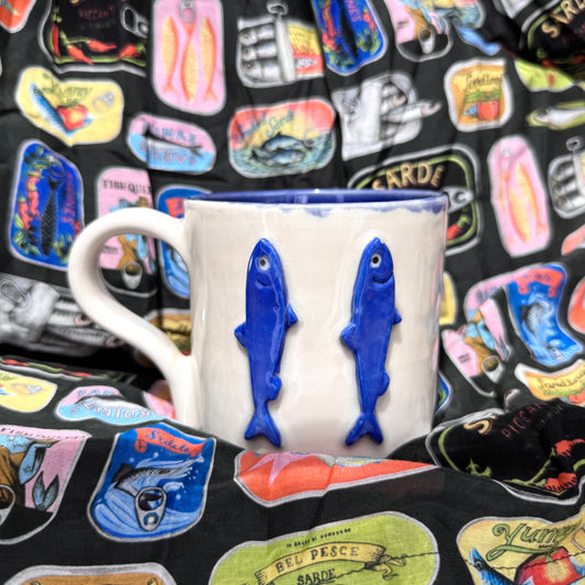 14oz double sardine & blue inside mug