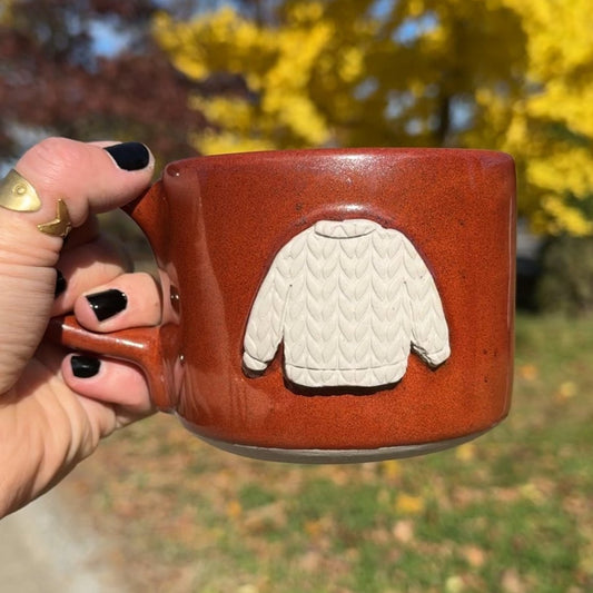 12oz red sweater mug