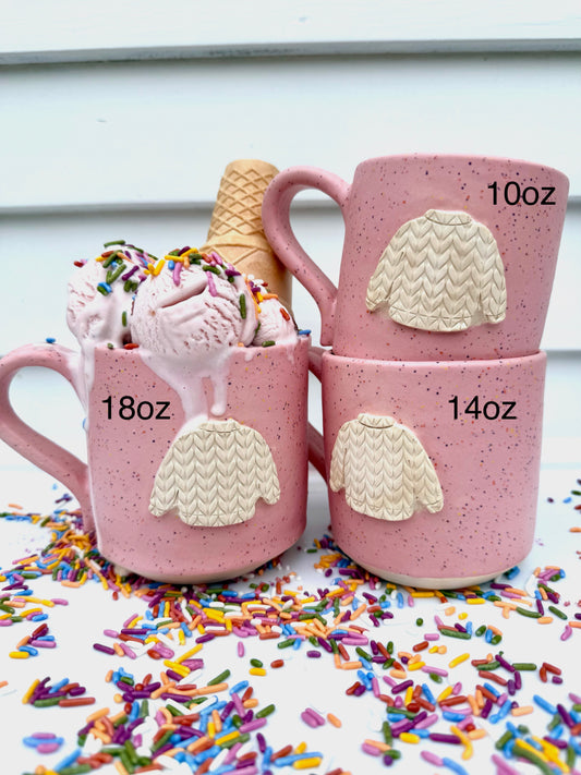 pink speckle sweater mug