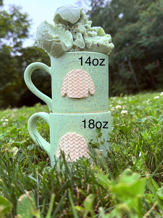 green speckle sweater mug