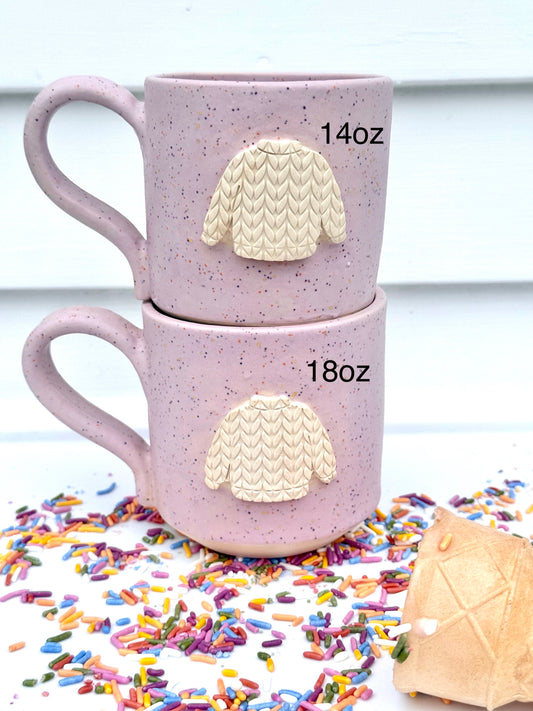 purple speckle sweater mug