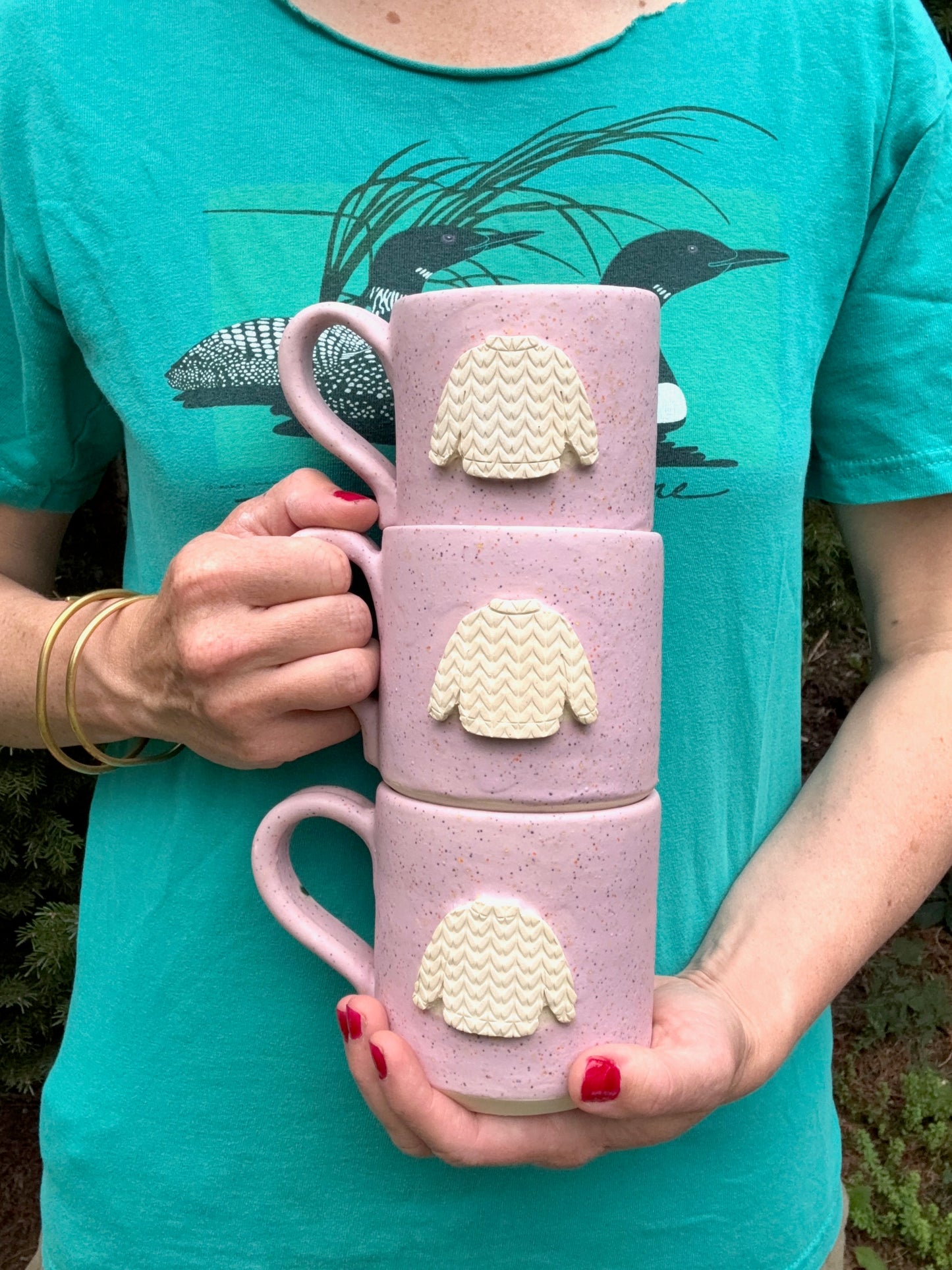 light speckle purple sweater mug